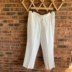 { ELLEN TRACY x COMPANY } White Wide Leg Linen Pants